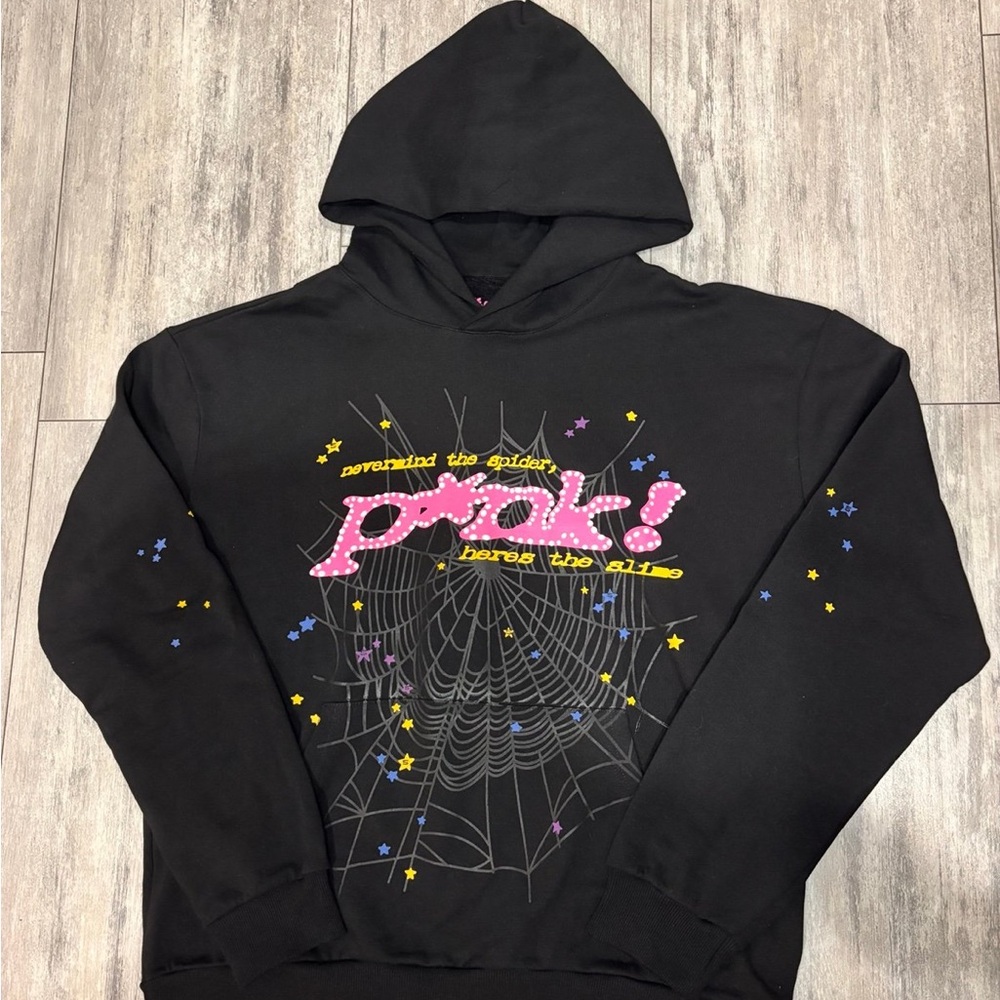 Sp5der Pink/Black Web Hoodie”